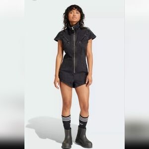 Adidas Montreal denim play suit romper nwt M